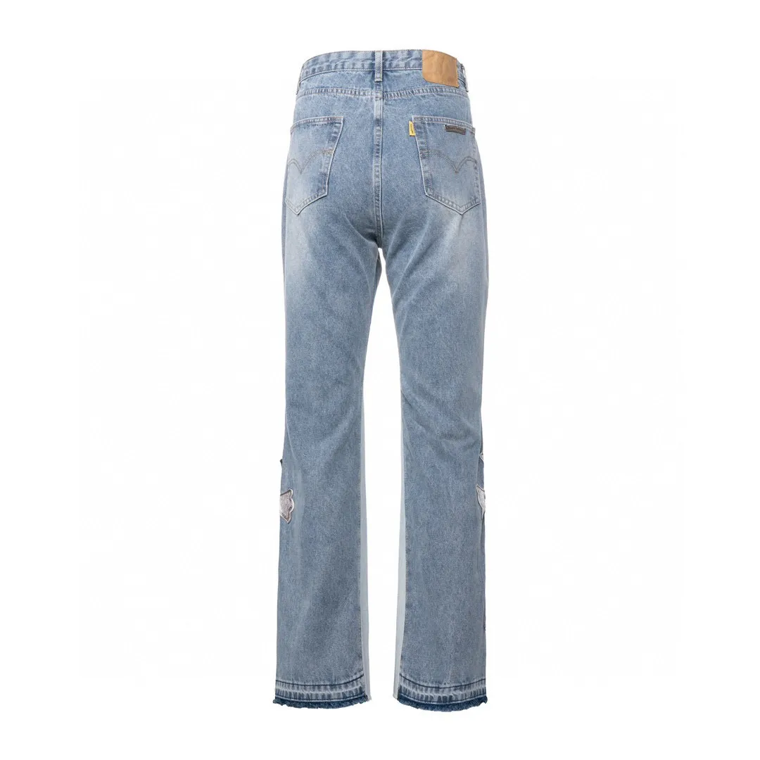 P270 Top version (destroy the patchwork) Top version Chrome Hearts jeans and leather jeans. It is well known that chromehearts jeans will use vintage Levis jeans as the base for creation. They usually add their own unique silver buckles and silver ornaments, plus patchwork embellishments. This is the reason why the value of these vintage jeans doubles, because the base is vintage jeans, and the jeans themselves have been very soft and comfortable after years of baptism. This can be distinguished from ordinary jeans. Regarding the size, you should also refer to the pants data. Style number: 1614# Color: Blue Size: 28 30 32 34 28 Waist 86 Hips 100 Pants length 102 30 Waist 90 Hips 104 Pants length 104 32 Waist 94 Hips 108 Pants length 106 34 Waist 98 Hips 112 Pants length 110